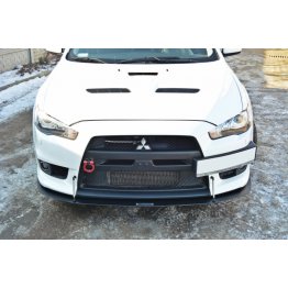 Накладка сплиттер на передний бампер вариант 4 на Mitsubishi Lancer X Evo